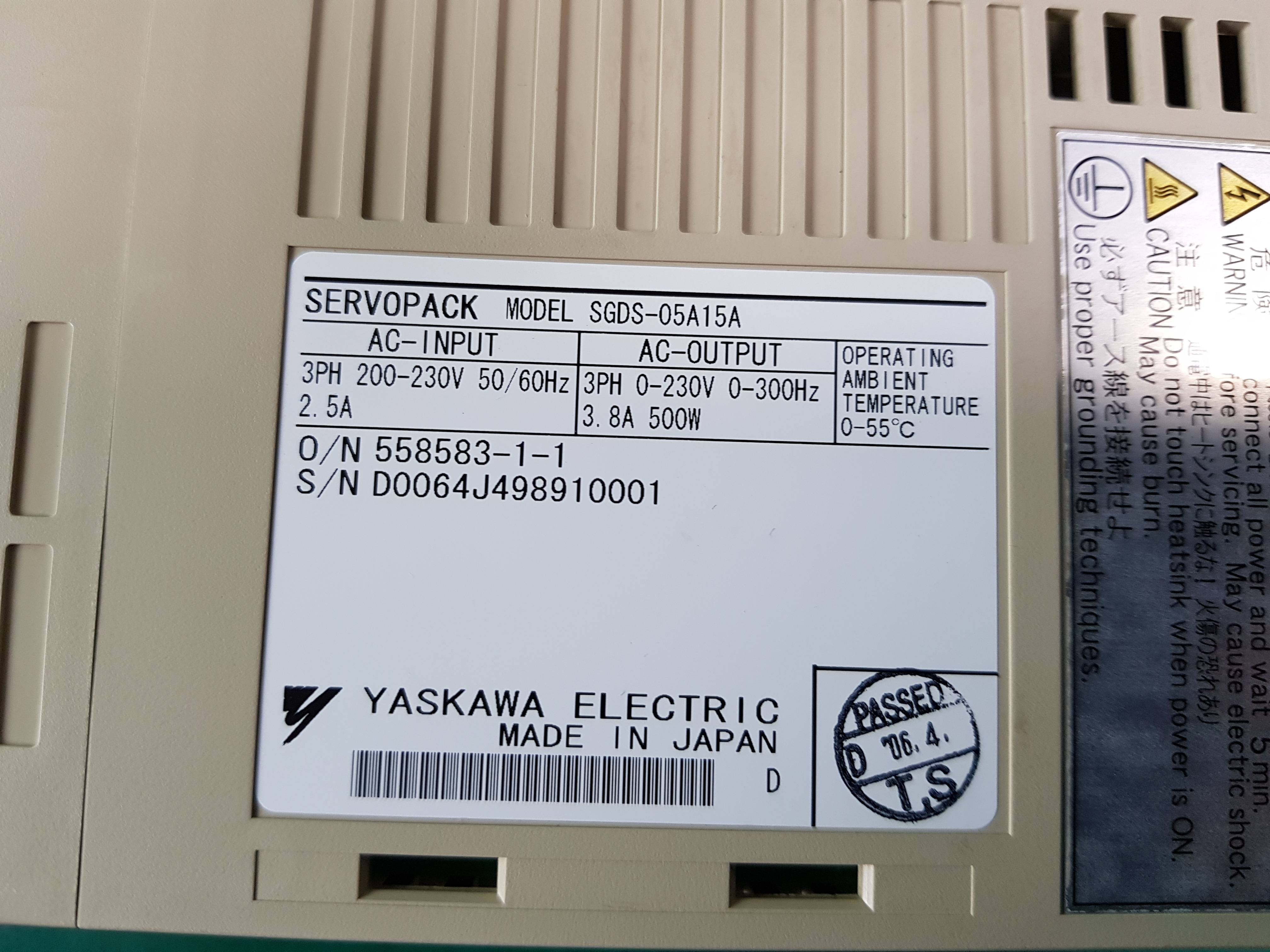 SERVOPACK SGDS-05A15A 500W(중고)