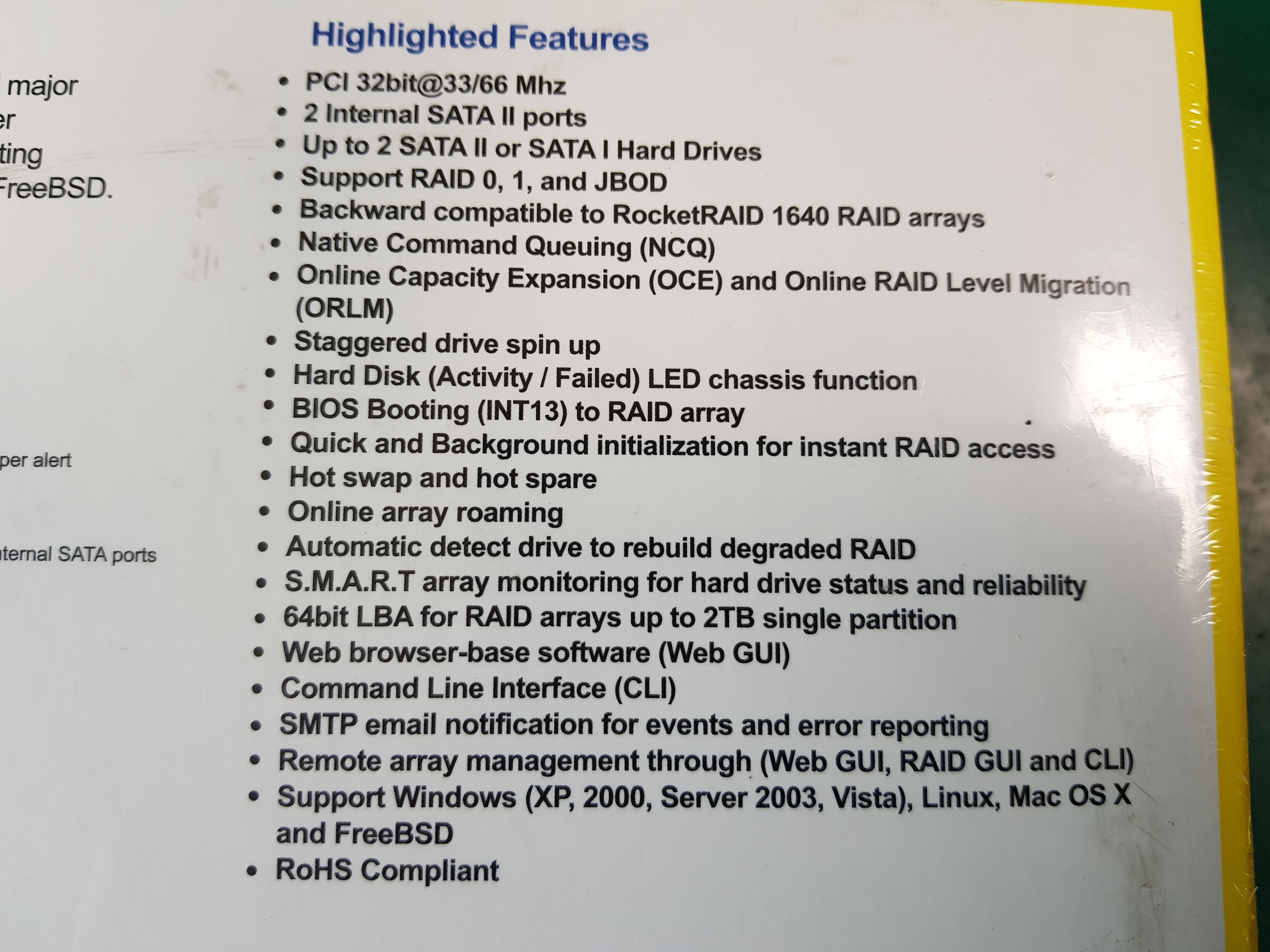 2 INTERNAL PCI SATA II RAID CONTROLLER ROCKETRAID 1720(A급)