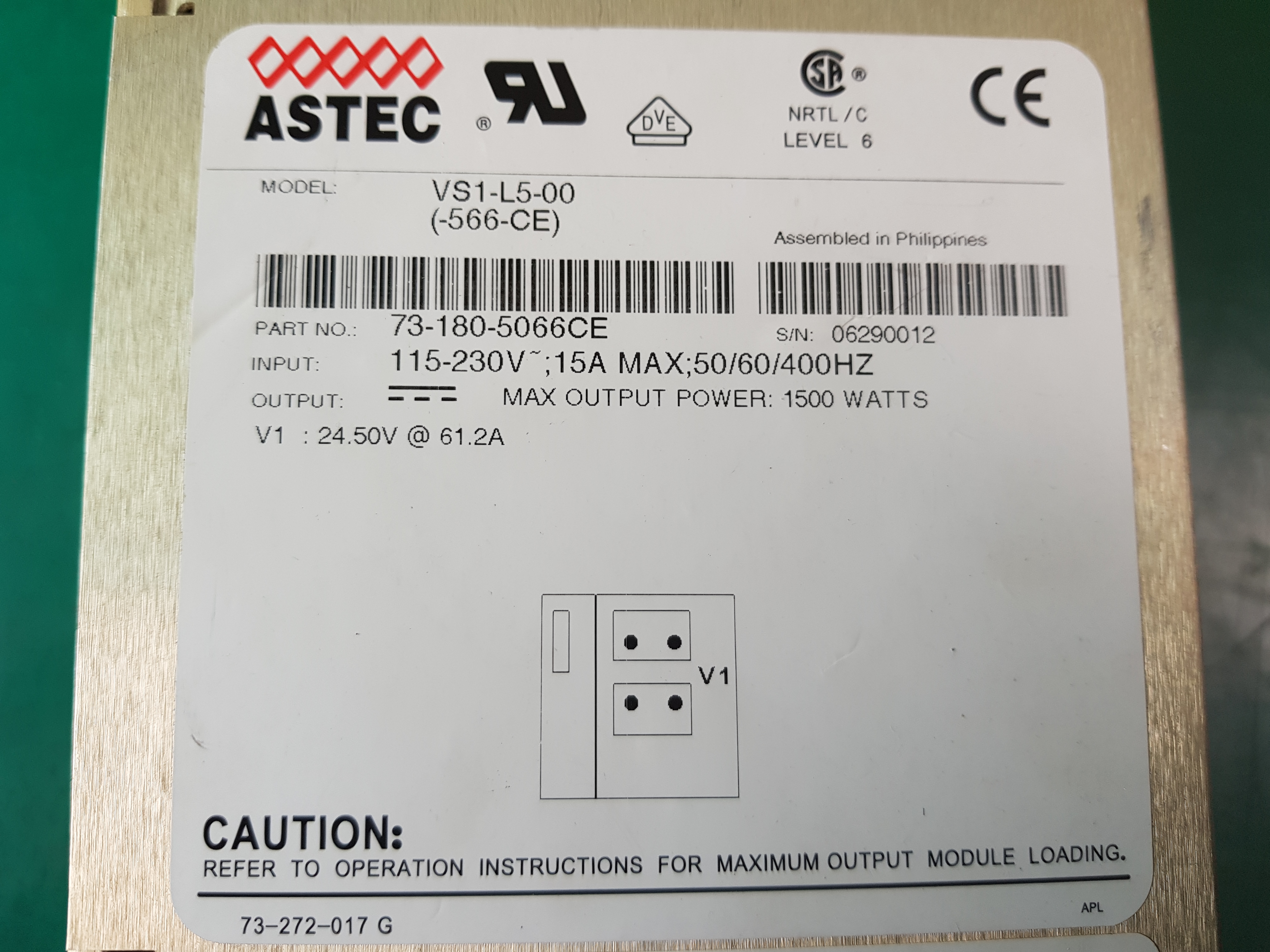 MP CONFIGURABLE POWER SUPPLY VS1-L5-00(73-180-5066CE) 중고