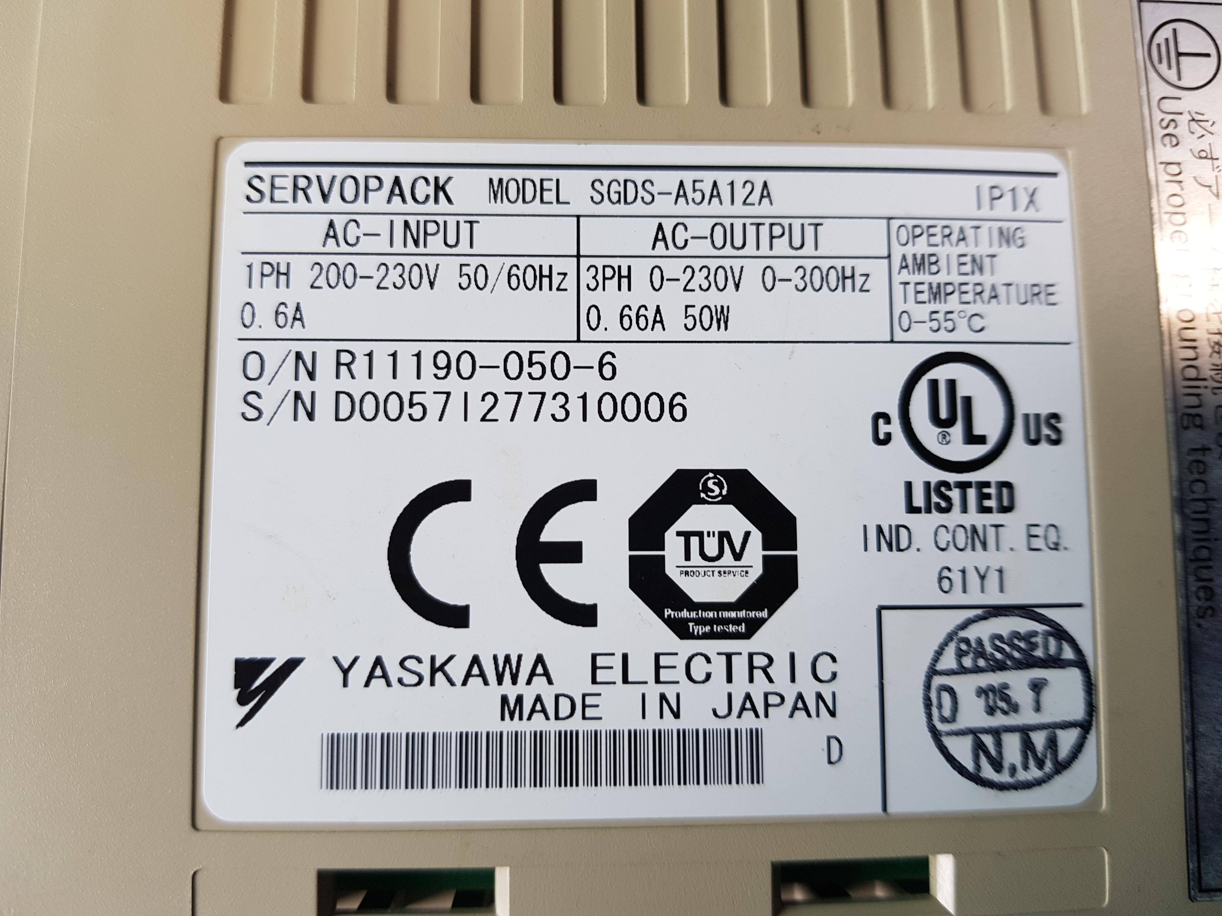 SERVOPACK SGDS-A5A12A(50W-중고)