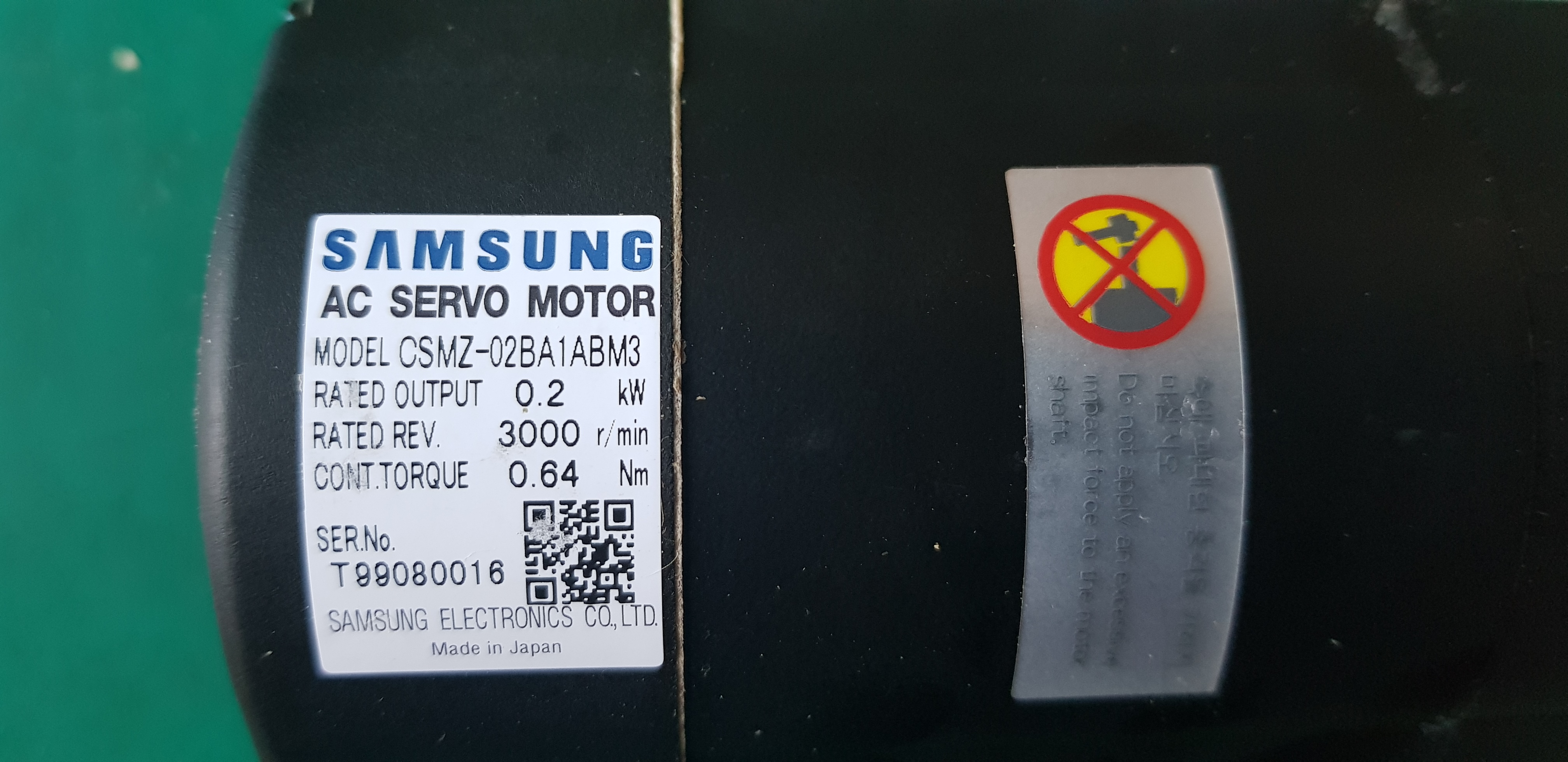 (A급-박스포장상태) AC SERVO MOTOR CSMZ-02BA1ABM3 (200W) 삼성서보모타