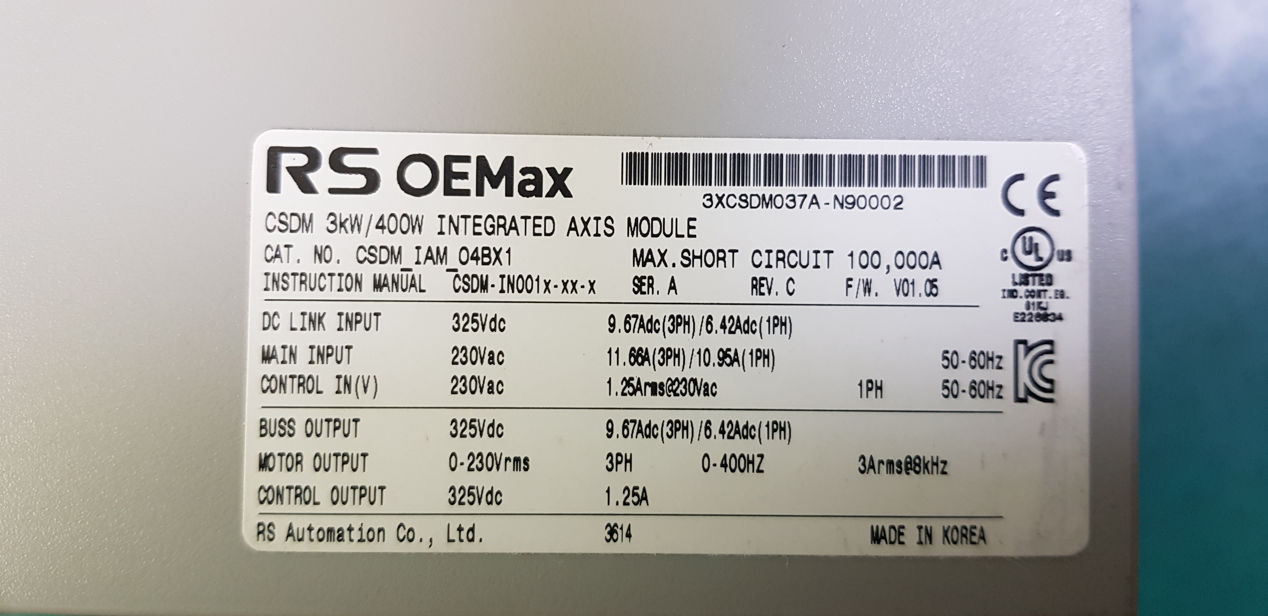 SERVO DRIVE CSDM-IAM-04BX1 (400W-미사용품)