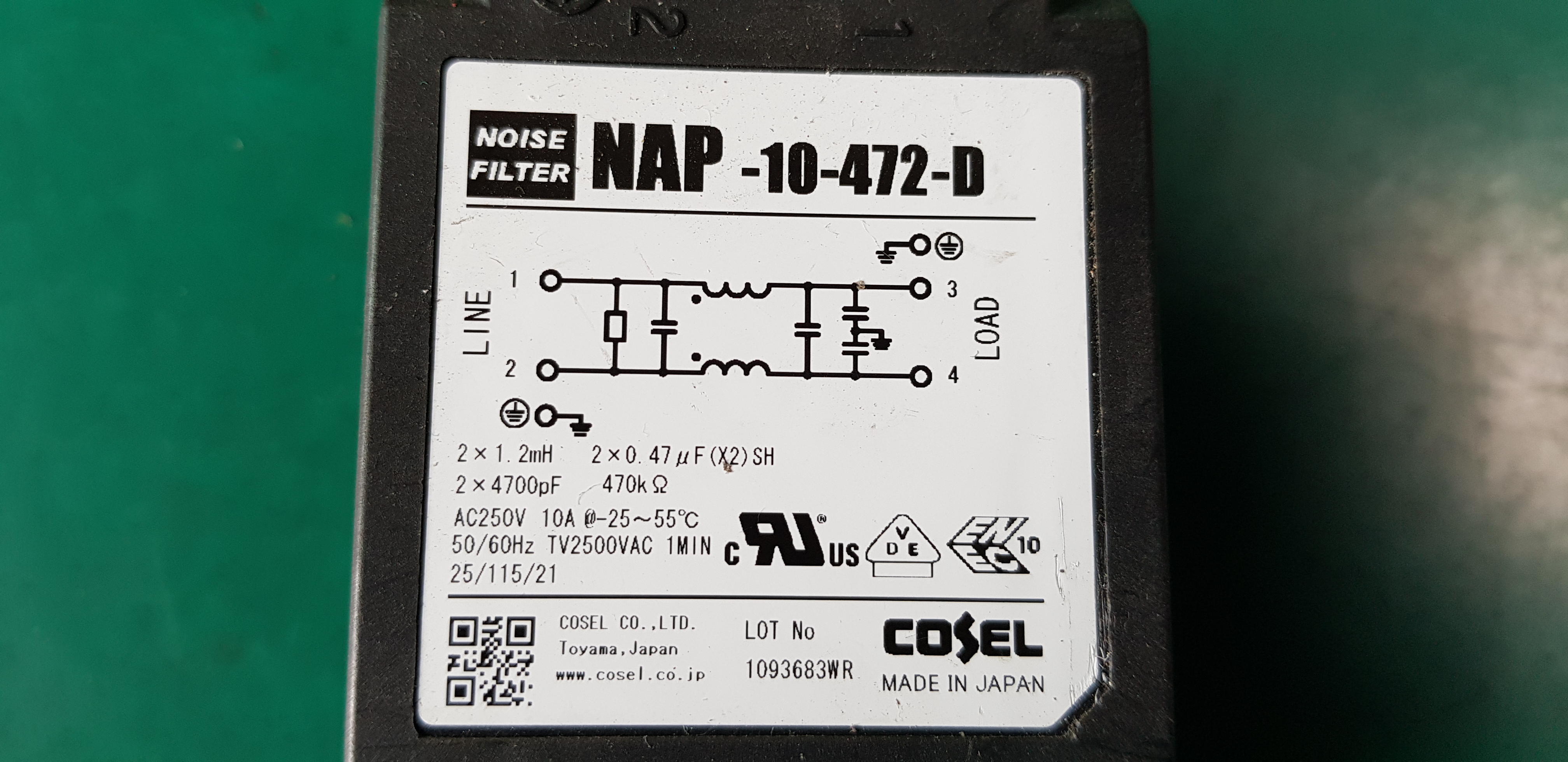 NOISE FILTER NAP-10-472-D (중고)