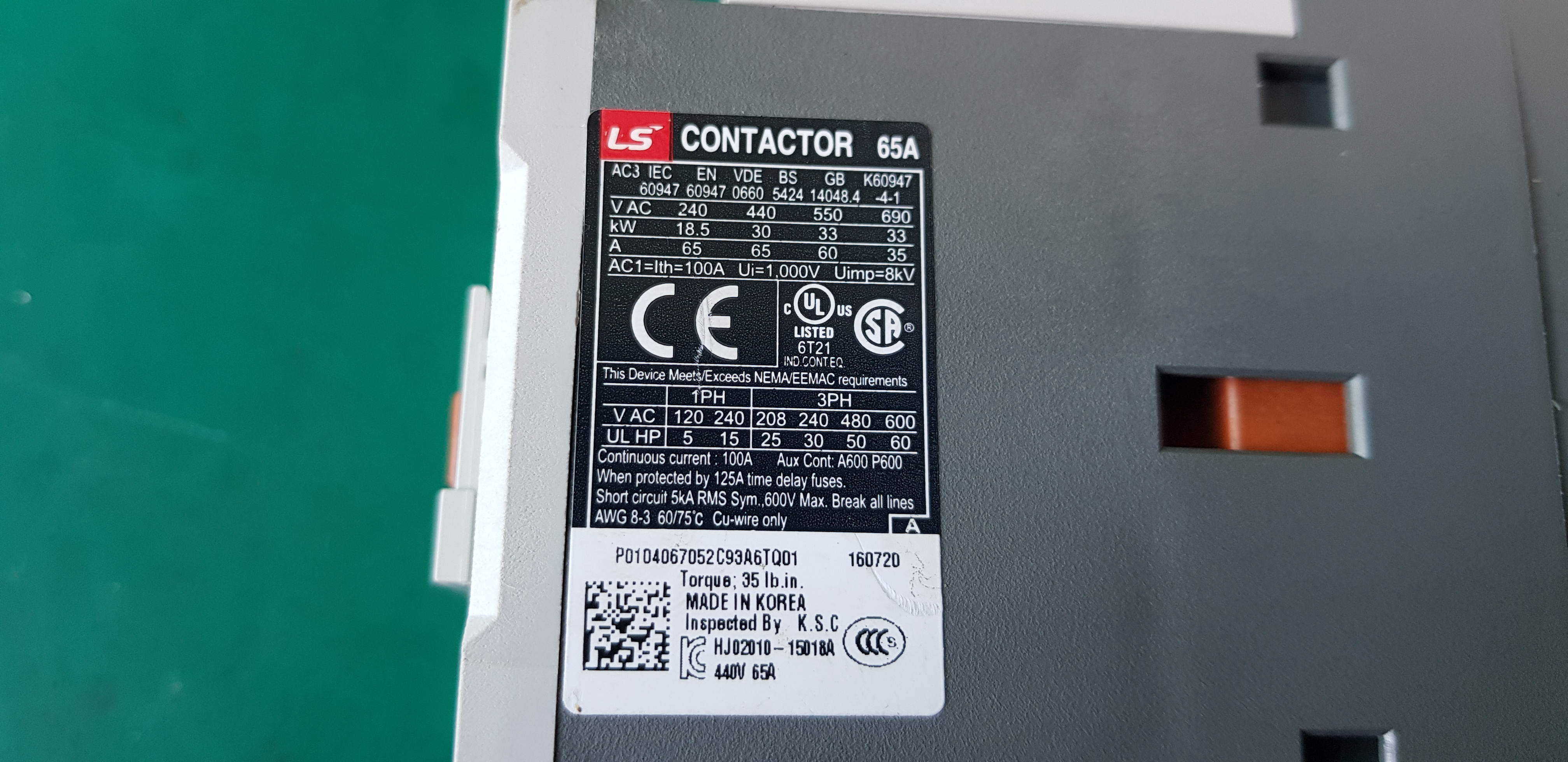 LS CONTACTOR MC-65A DC24V (중고) 엘에스 전자접촉기