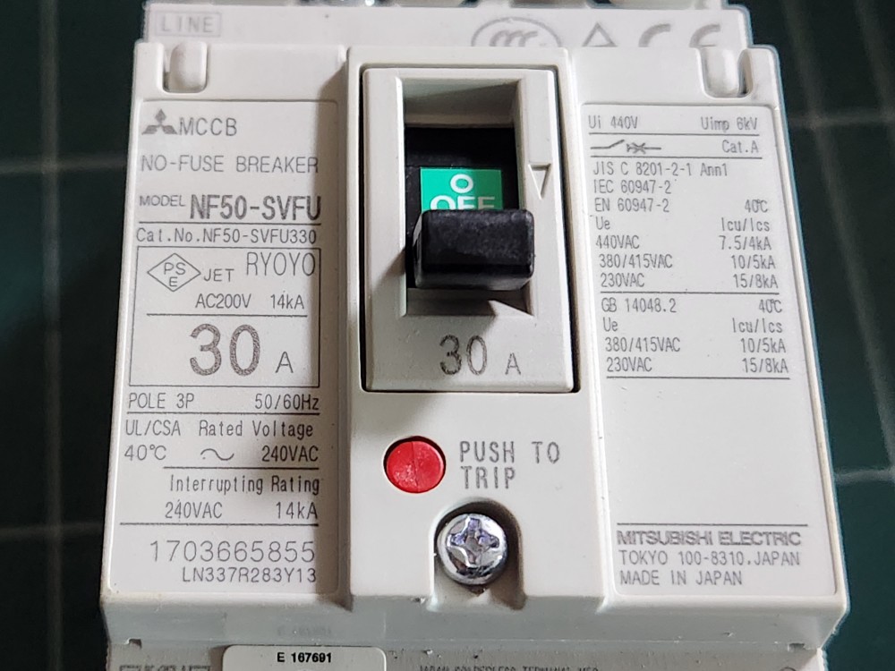 MITSUBISHI NO-FUSE BREAKER NF50-SVFU (30A) (중고)