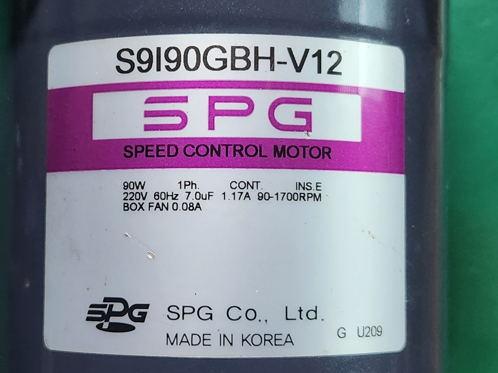 SPG SPEED CONTROL MOTOR S9I90GBH-V12 + SC9HC180 스피드 컨트롤 모터 (중고)