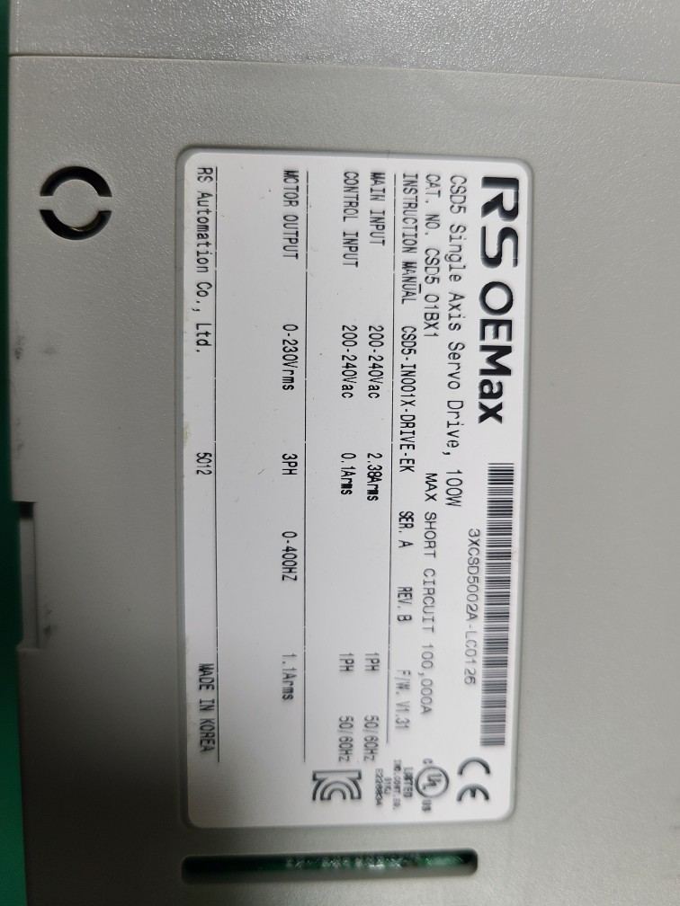 RS OEMAX SERVO DRIVE CSD5-01BX1 (중고) 알에스오토메이션 서보드라이브