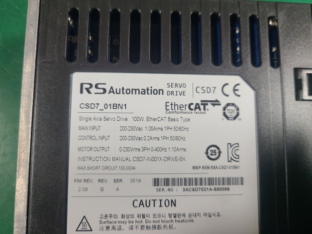 (A급-미사용품) RS-AUTO SERVO DRIVE CSD7-01BN1 (100W) 알에스오토메이션 서보드라이브