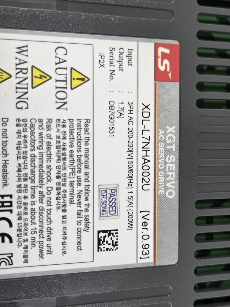 LS SERVO DRIVE XDL-L7NHA002U (중고-200W) 엘에스 서보드라이브