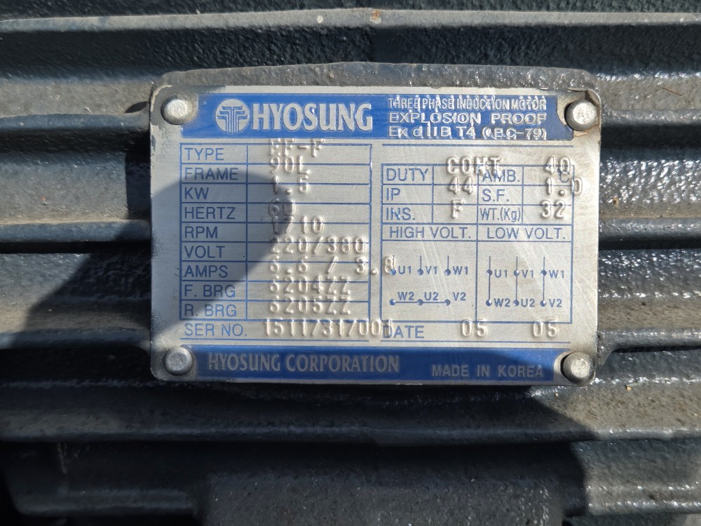 HYOSUNG INDUCTION MOTOR EF-F-90L 1.5KW (중고)