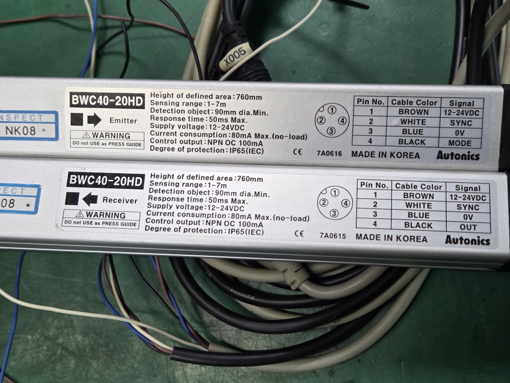 AUTONICS AREA SENSOR BWC40-20HD (중고) 크로스빔 에리어 안전센서
