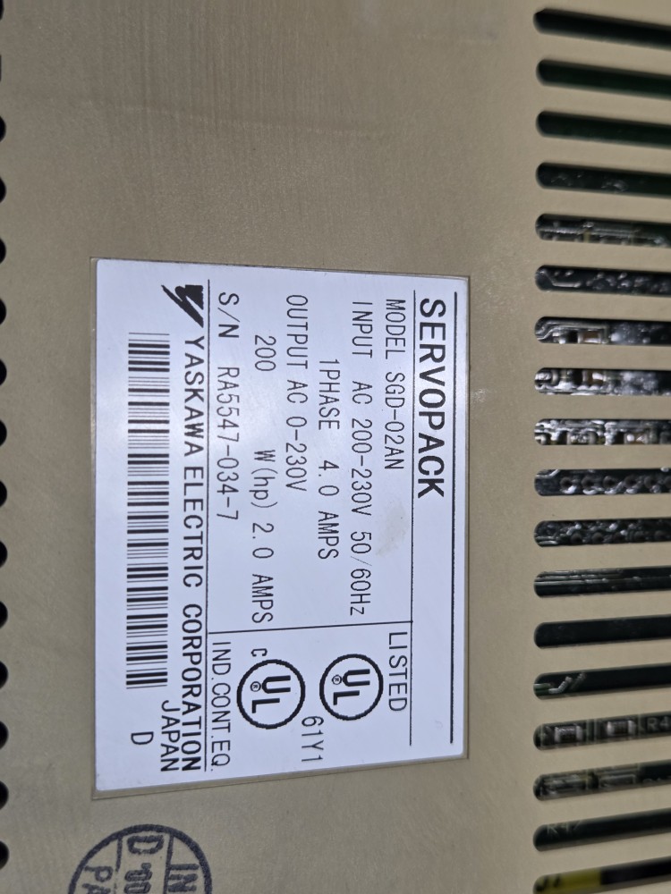 YASKAWA SERVOPACK SGD-02AN (200W-중고) 야스까와 서보팩