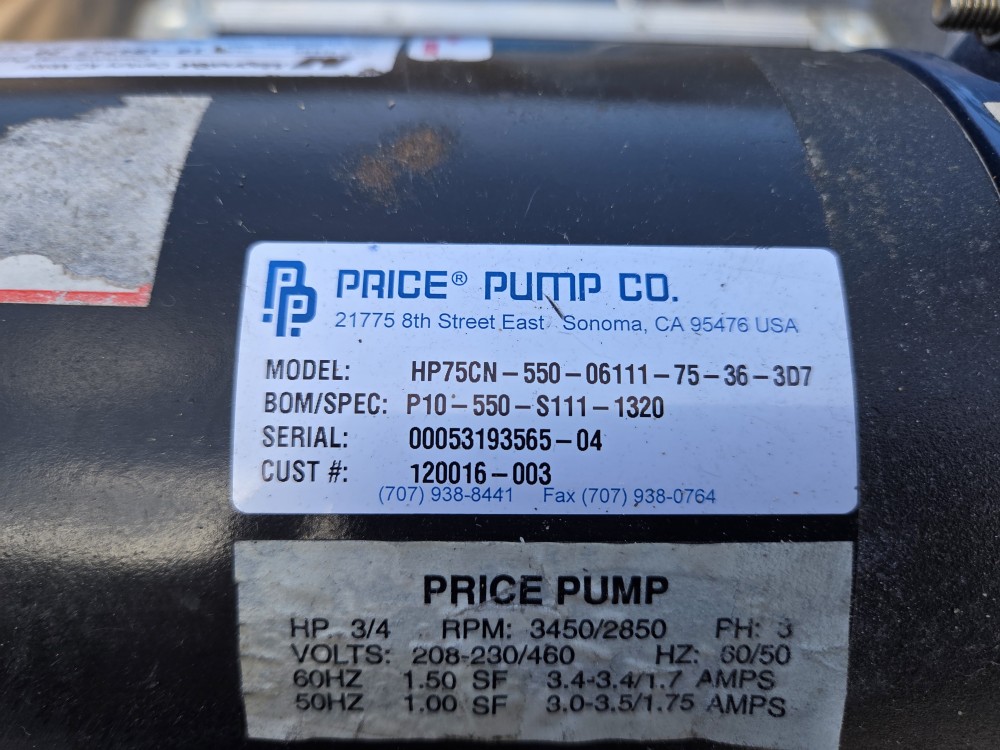 PUMP MOTOR HP75CN-550-06111-75-36-3D7(중고) PRICE PUMP